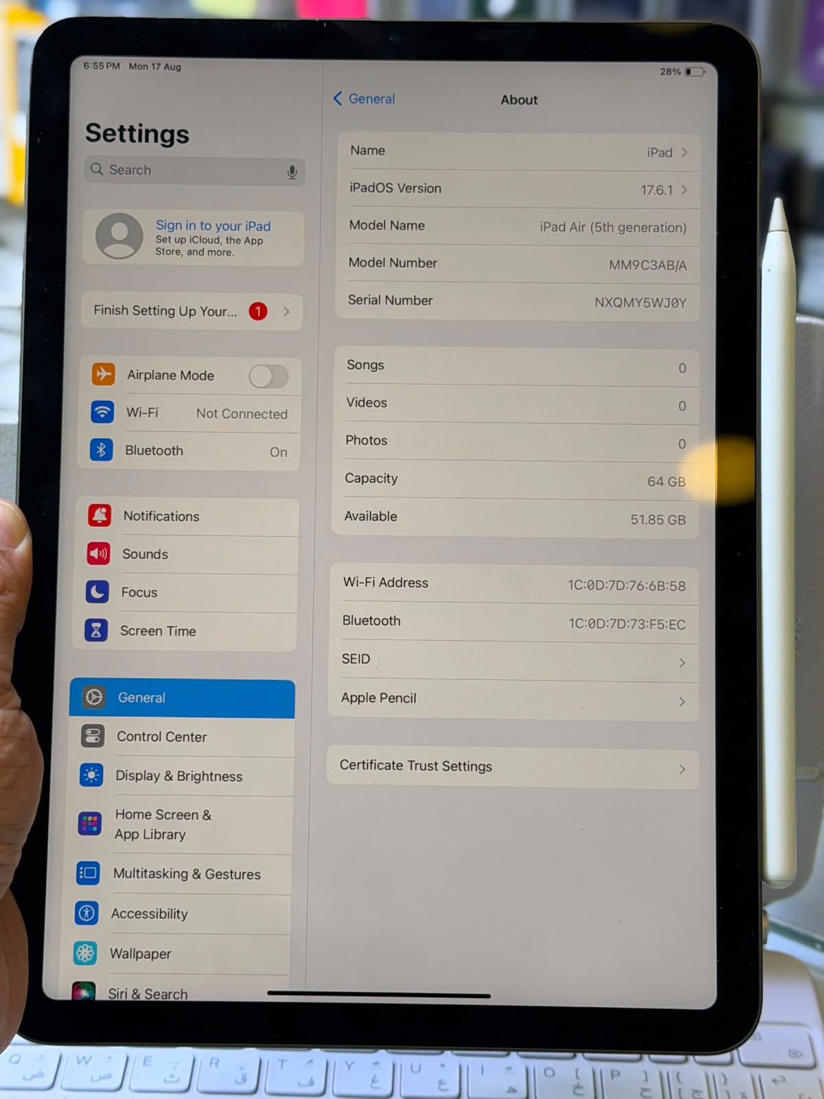 iPad Air 11" M1 Gen 5 - Black